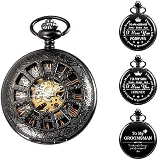 SIBOSUN Mechanical Pocket Watch for Men Pocket Watch with Chain Steampunk Skeleton Antique Men Women Pocket Watches
