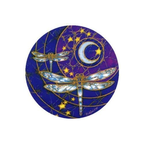 Dragonfly Moon Mandala Art 2 Sided Circle Window Sticker