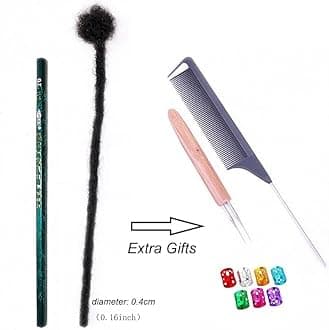 0.4cm Thickness 100% Human Hair Dreadlock Extensions 10 Inch 60 Strands Full Handmade Can be Dyed and Bleached Permanent Loc Extensions Human Hair Natural Black