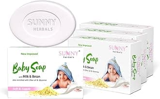 Sunny Herbals Baby Soap | Made with Milk, Besan, Glycerine & Olive Oil | Gently Cleanses | Deeply Moisturizes | Softens Baby Skin | Mild & Safe Formula | Best for Delicate Baby Skin, 75 gm (Pack of 6)