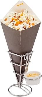 Conetek Black Food Cone with Dipping Pocket 10 inches 100 count box