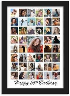 Wood One Pinch Personalized Photo Collage Wall Mount Rectangular Frame, Anniversary Photo Collage Gift, Wedding Gift, Gift For Friend, Birthday Gift, Valentine's Day Gift(12X18), Black