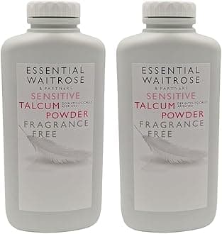 Waitrose Sensitive Talc Powder 250g | Fragrance Free | Talc for Men and Women | Pack of 2