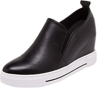 SATUKI Hidden Wedge Sneakers for Women Slip on Fashion High Heel Shoes Casual Platform Loafers