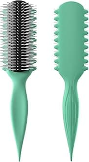 AM8:00 Curl Defining Brush,9Rows Premium Styling Hairbrush for Curly Hair, Enhances Curls Definition & Separation, (Green)