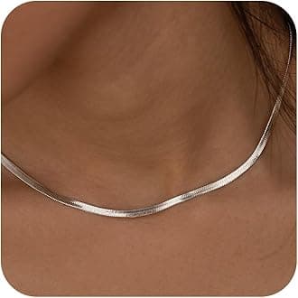 Gold Necklace for Women-14K Plated/S925 sterling silver Snake Chain Necklace Dainty Simple Chunky Herringbone Necklace Gold Choker Necklaces Jewelry for Women