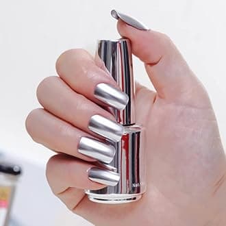 Metallic Nail Polish Pealecent Acrylic Color Shine DIY Nail Polish Varnish Manicure Tool, Unpeelable Drawable NOT-MIRROR 12 Colors (Silver)