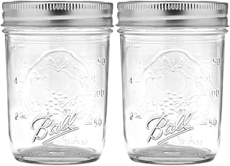 Ball Regular Mouth Mason Jars with Lids & Bands, Half Pint, 8-oz (2-Pack)