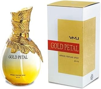 Gold Petal Luxury Perfume with Decorative Gold Leaf Design