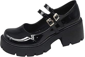 ACE SHOCKWomen's Platform Mary Janes Chunky Heel Ankle Strap Uniform Dress Shoes Heeled Gothic Lolita Oxfords