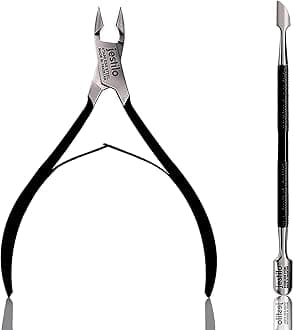 Cuticle Remover Tool Set with Cuticle Cutter and Cuticle Pusher - Stainless Steel Professional Cuticle Nipper and Pusher Nail Care Tools for Salon and Level Mani-Pedi at Home (Black)