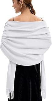 vimate Pashmina Scarf and Shawl - Soft Women Pashminas Wrap for Wedding Evening Party (20 Colors), N#.pure White, 27" x 78"