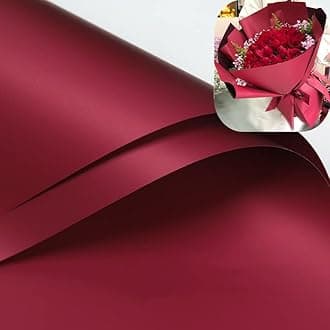 XICHENXICHEN 20 Sheets/Korean style waterproof Colors Flower Wrapping Paper,Florist Bouquet Paper,DIY Crafts,gift wrapping paper ouya paper58 x 58cm/22.8x 22.8 inch (Wine red)