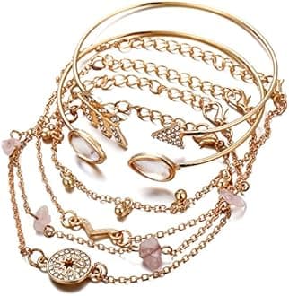 Shining Diva Fashion Latest Stylish Multilayer Gold Plated Bangle Bracelet for Women and Girls (rr14669b) Set of 6