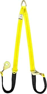 Axle V-Bridle Tow Strap, 2" x 4' Axle Tie Down Straps 4700LBS, with Snap Hooks Cordura Sleeve and Axle Straps, D Ring Middle, ATV Car Truck Recovery Tow Trailer Strap