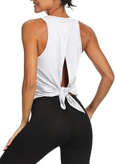 Backless Workout Yoga Shirts Tie Back Sports Tank Athletic Tops for Women