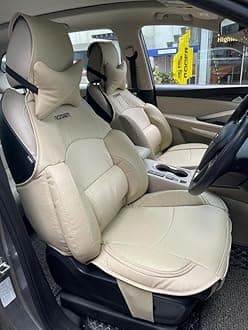 ROGER Safari Storm Comfort Lumbar Cushion Beige (2 Piece) Multi Support, Synthetic Leather.