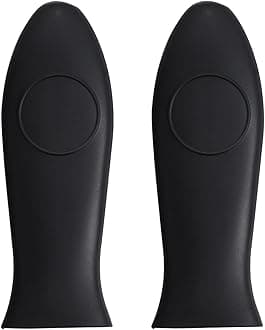 2 Pack Silicone Pan Handle Sleeve, Heat Resistant Cast Iron Skillet Handle Covers for Pots and Pans, Assist Handle Holder Grip for Kitchen Frying Griddles Cookware (Black)