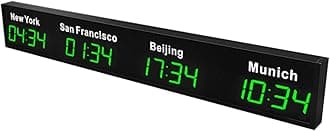 World Time Zones Clock, LED Digital Multiple Time Zones Clock, 3/4/5 Cities World Time Wall Clock, for Hotels/Enterprises/airports,4City-Green