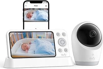 eufy Baby Monitor E21 with 4K Camera, Hybrid Wi-Fi and No Wi-Fi Connection, App and Monitor Control, Ultra-Clear Night View, Pan-Tilt, 8× Zoom, Portable Camera with Built-In Battery, ANR, Smart Alerts