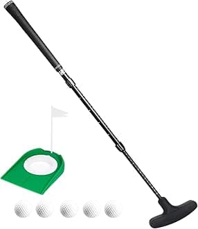 Mini Golf Putter - Golf Putters for Men Right Handed Golfers or Left Handed Golf Putter for Kids and Womens Mini Golf Clubs Set - Two-Way Adjustable Length putters with 5 Golf Practice Ball
