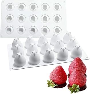 OCPO KITCHEN 3D Strawberry Silicone Mold for Baking Mousse Cake, Fruit Desser...