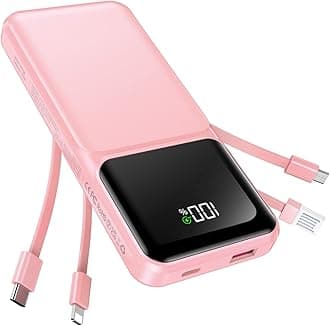 Portable Charger with Built in Cable - 20000mAh Fast Charging Slim 22.5W Power Bank USB C LED Display Battery Pack 5 Outputs & 3 Inputs for Travel Essentials iPhone Samsung Android Phones Tablets