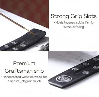 Bless-International Traditional-Handmade-Burner Wooden-Incense-Stick-Holder Ash-Catcher-Stand For-Aromatherapy-Meditation-Yoga (Black Strength) Pack of 2