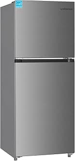 Upstreman 11.6 Cu.Ft. Double Door Refrigerator in Stainless Steel with Large Capacity Top Freezer, Frost Free, Adjustable Thermostat Control, Apartment Refrigerator with Freezer, ENERGY STAR