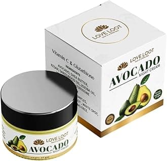 Love Loot Avocado Night Cream | Deep Hydration & Skin Repair Night Moisturizer | Brightening, Anti Aging, Dark Spot Reduction | Nourishing Cream for Glowing Skin | Men & Women