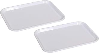 Durable Multi-Use Plastic Serving Trays 18 Rectangular Plastic Trays for Kitchen (Pack of 2,White)