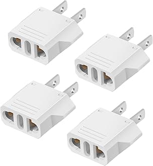 4 Pack European to US Plug Adapter, 220V to 110V Adapter Plug Converter, Travel Adapter European to American, Canada, Mexico, Type A, White