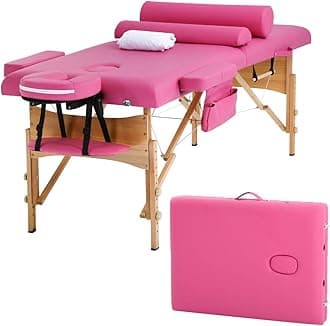 BestMassage Massage Bed Portable Massage Table 28 inch Wide Lash Bed Height Adjustable 2 Folding Spa Table with Towel Hanger Oil Pouch Half Bolster Round Bolster Non-Woven Bag
