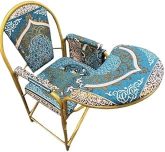 REBENUO Muslim Prayer Chair - Comfortable Cushioned Salah Chair With Armrest And Side Pocket - Foldable For Sujud (Sky Blue) كرسي صلاة