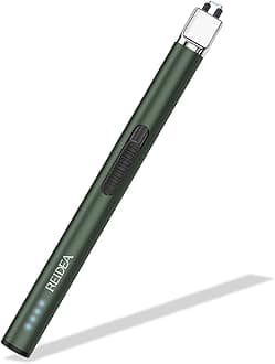 REIDEALighter S4 Pro Electric USB Rechargeable Safety Lock with LED Battery Indicator Flameless Windproof Arc Plasma Lighter for Candle, Fireworks (Pine Green)