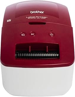 Brother QL-600R Label Maker, USB 2.0, Address Label Printer, Desktop, Up to 62mm Wide Labels, UK Plug