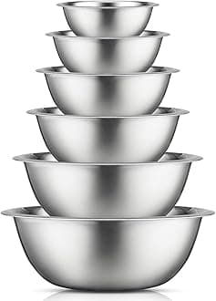 JoyJolt Stainless Steel Mixing Bowl Set of 6 Bowls. 5qt Large to 0.5qt Small Metal Bowl. Kitchen, Cooking and Storage Nesting Dough, Batter Baking Bowls