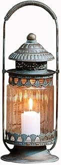 Sungmor Antique Style 15.35 Inch Windproof Metal Candle Lantern | Decorative Hanging Tabletop Lantern Candle Holder | Perfect for Parties,Vintage Wedding Tabletop Centerpiece,Home Decoration