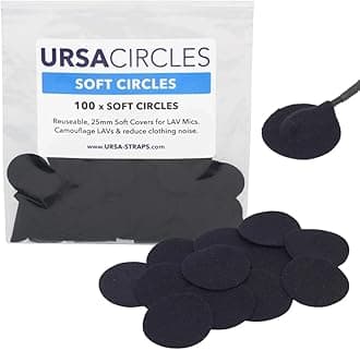URSA Soft Circles Mic Tape: Reusable Lav Mic Tape Soft Covers | Wind Shield and Camouflage for Lavalier Mics | 100x Soft Lavalier Tape Circles | Microphone Tape Black