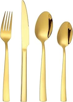 Silverware Set for 1, 4-Piece 18/10 Stainless Steel Flatware Set,Forged Cutlery Set Matte Finish for Home,Restaurant and Parties, Dishwasher Safe.