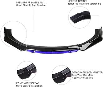 DREAMIZER Car Universal Front Bumper Lip 4pcs Body Kit Chin Spoiler Splitter Diffuser Protector Compatiable for Toyota Honda Nissan Hyundai and More (Blue and Black)