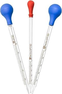 3 Pieces Glass Pipettes 10ml 5ml 2ml Glass Graduated Dropper Pipette for School, Students, Transfer for Liquid Essential Oil (3 Pieces)