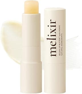 Melixir Vegan Lip Butter (12 Colors), Hydrating Lip Balm Stick, Bee-Free, Petrolatum-Free, Plant-Based, Moisturizes Dry & Chapped Lips With Shea Butter, Sheer, Natural Finish - #01 Agave(Clear)