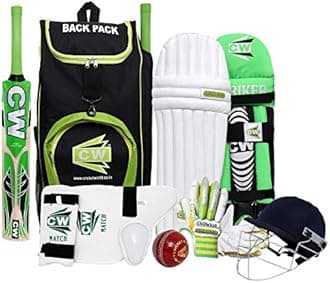 CW Bullet Left Hand Cricket Set Club Level Tournament Quality Match Ready Cricket Set Full Size Adult Men Senior Cricket Set With Kashmir Willow Bat Cricket Kit Pack Complete Set Full Size