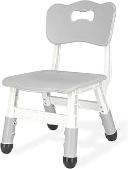JIAOQIU Kids Height Adjustable Toddler Chair Max Load 220LBS Plastic Indoor Outdoor for Children Age 1-6 School Home Daycare Use Grey