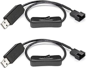 Gebildet Full Speed 12V Voltage Step-Up USB to 3-Pin and 4-Pin PC Fan Sleeved Switch Power Adapter Cable(Pack of 2)