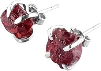 Raw Garnet Stud Earrings