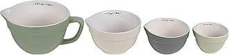 Batter Bowl Shaped Mint Mist Hues 6.5 x 5 Stoneware Measuring Cups, Set of 4