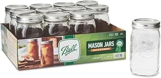 Ball - 32oz Wide Mouth Jars with Lids & Bands 12 Pack Jars, Large Glass Mason Jar for Food Storage with airtight Lid, 0.25 Gallon Glass Jar with Lid and Bands, Set of 12