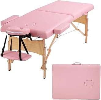 Portable Massage Table Massage Bed SPA Bed Height Adjustable Massage Table 77 Inch Long 28 Inch Wide 2 Fold PU Portable Salon Bed 2 Inch Thick Sponge Deluxe Backpack Reiki Table